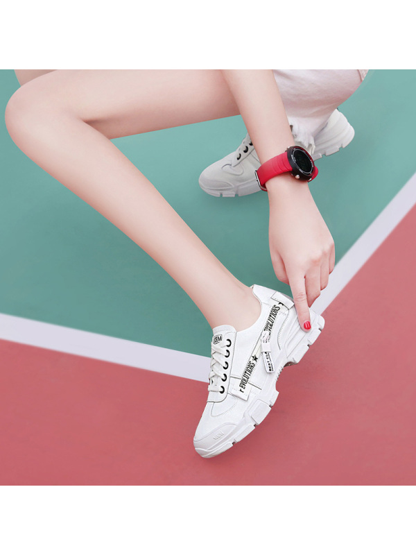莱卡金顿真皮小白鞋女2019夏季新款韩版春款百搭学生透气休闲鞋平底白鞋女 6698