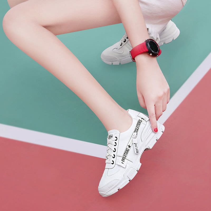 莱卡金顿真皮小白鞋女2019夏季新款韩版春款百搭学生透气休闲鞋平底白鞋女 6698图片