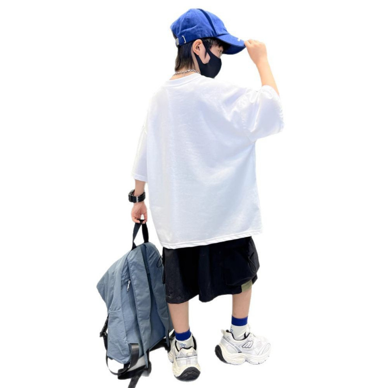男童夏款短袖套装2025新款中大童洋气潮酷两件套男孩帅气运动夏装