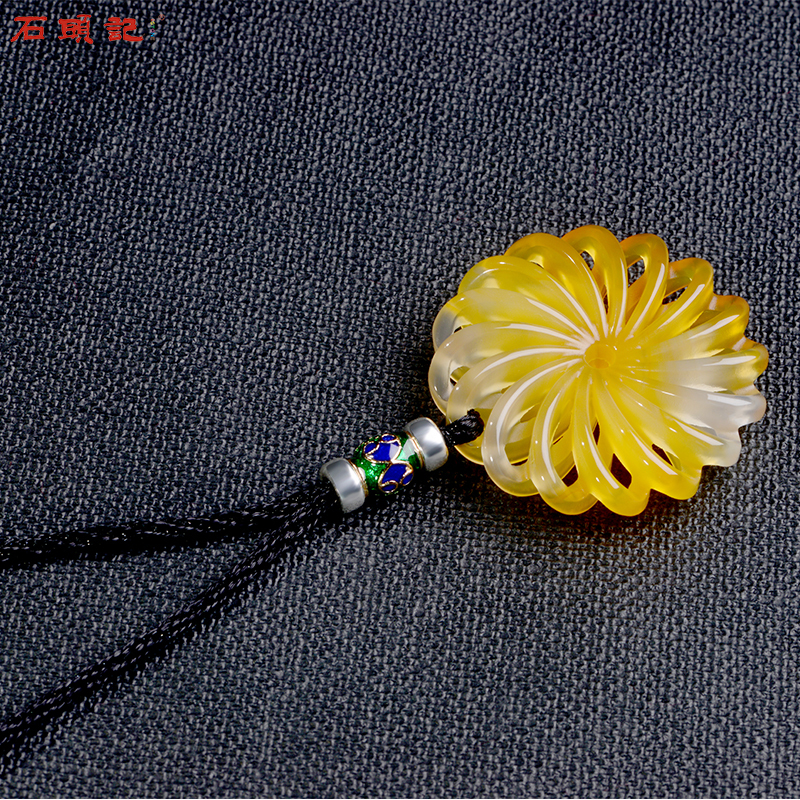 石头记风生水起好运来东陵玉坠玛瑙项链毛衣链中国风饰品挂件女