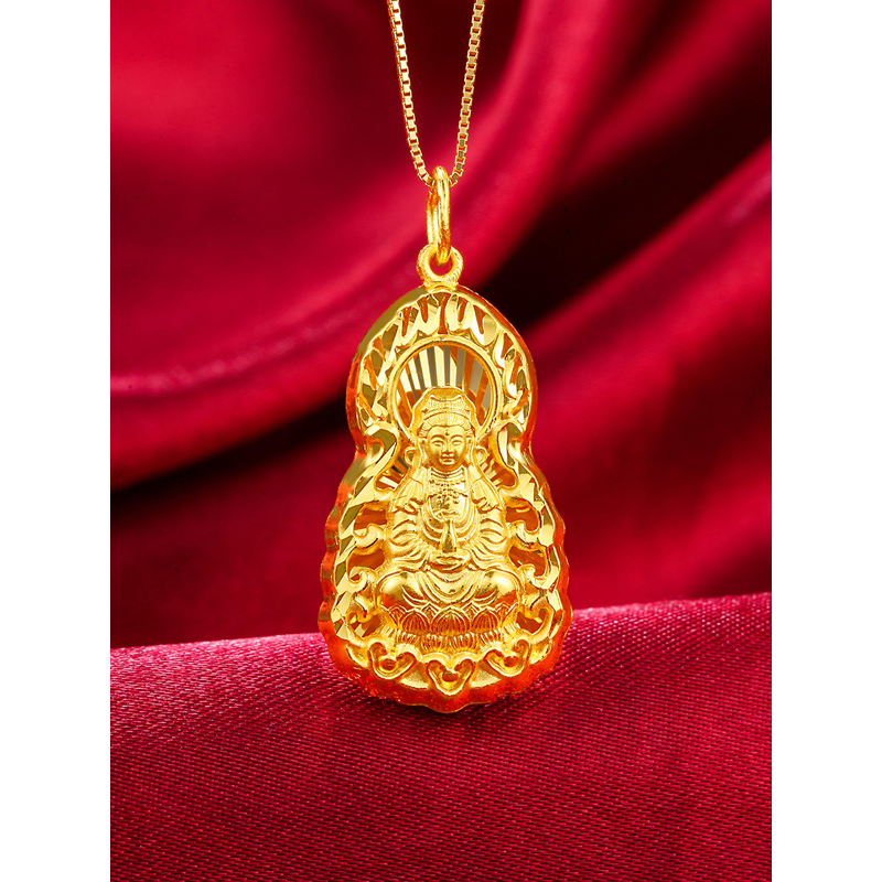 手拉手slaso黄金吊坠火焰观音吊坠男女款金项坠999足金吊坠观音菩萨