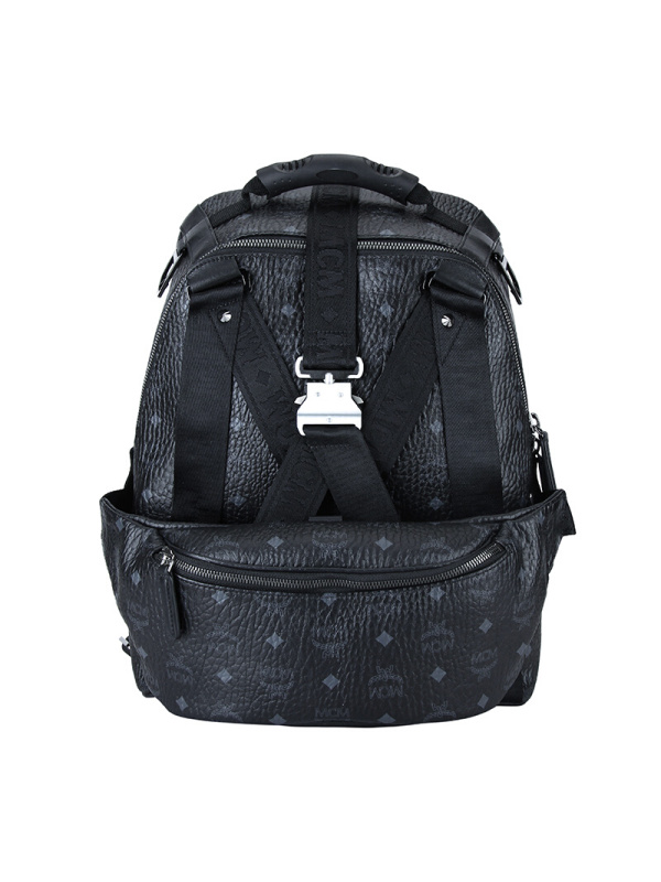 mcm男士黑色人造革双肩包腰包二合一muk9sjv20bk001