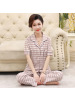 睡衣女夏天短袖长裤翻领开衫套装中老年人棉质宽松大码夏季家居服