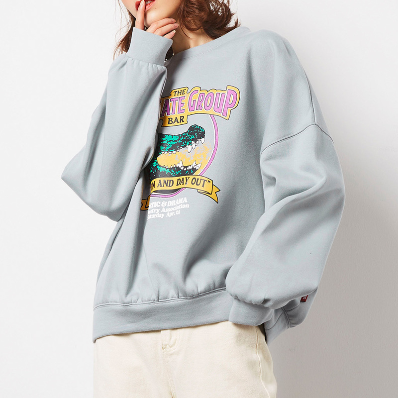 唐狮2019春季新款套头卫衣女韩版潮宽松上衣女圆领卫衣女oversize
