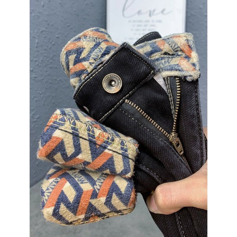 加绒彩底棉欧货牛仔裤男款冬季新款弹力长裤男刺绣舒适百搭直筒裤图片