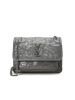 YSL 圣罗兰 NIKI 单肩包 斜挎包 口盖包迷你 字母LOGO褶皱皮633160银链