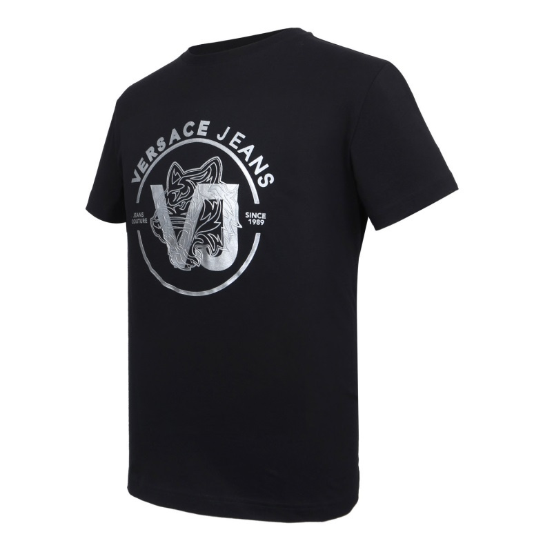 VERSACE JEANS男士黑色棉质短袖T恤衫B3GTA75H 36590 899