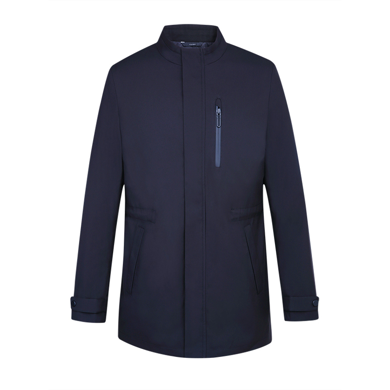 hodo红豆男装简约商务休闲内置可调节松紧立领修身男士风衣外套