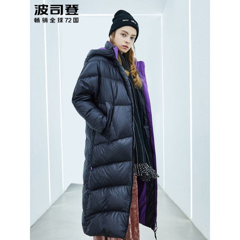 波司登鹅绒长款羽绒服女长过膝新款连帽宽松厚外套