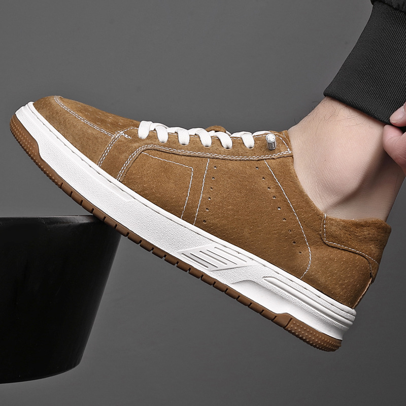 男鞋真皮2025春季新款休闲皮鞋男士软底一脚蹬板鞋运动鞋