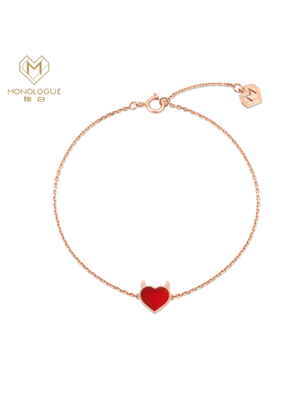 MONOLOGUE独白MIX系列恶魔之心18K金玛瑙手链女MA1405