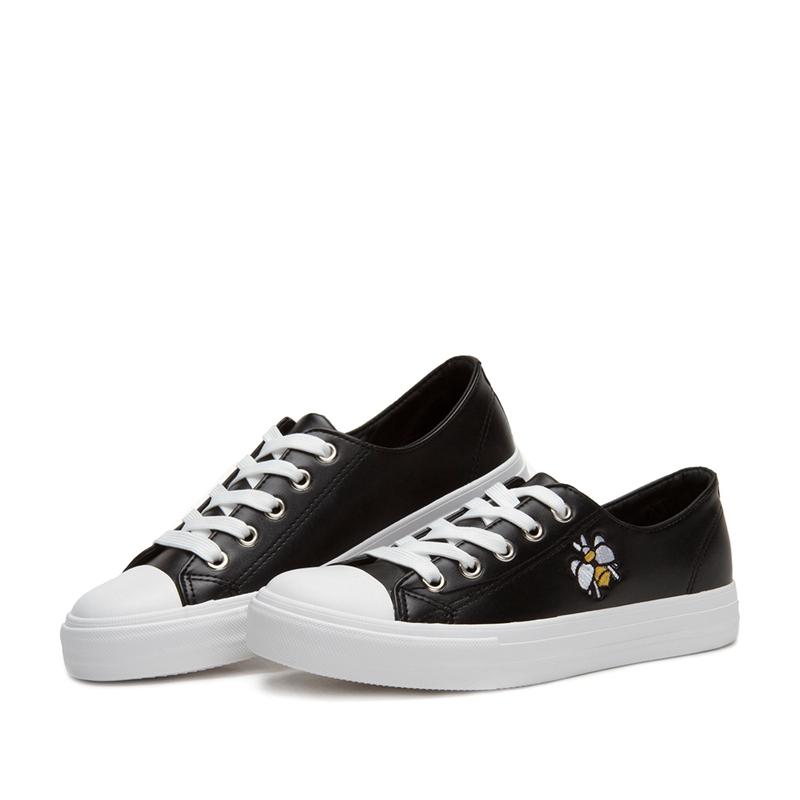 热风白色板鞋女夏季百搭新款百搭学生蜜蜂休闲小白鞋h14w7704