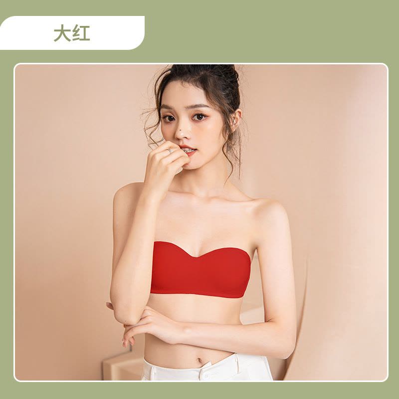 Ceba无肩带内衣女士小胸聚拢防滑裹胸无痕防走光抹胸婚纱礼服隐形文胸图片