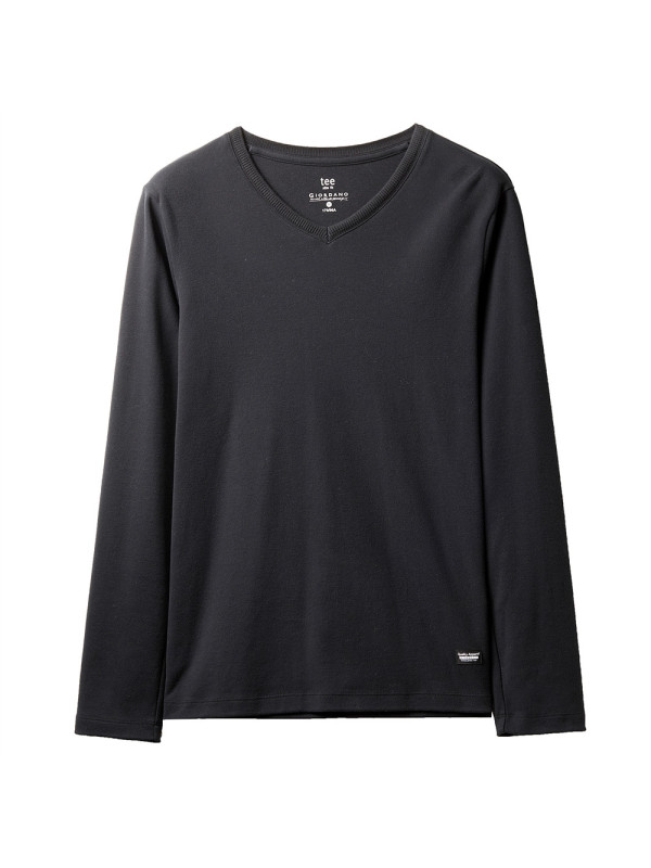 佐丹奴T恤男装厚实磨毛纯棉V领长袖T恤01028671