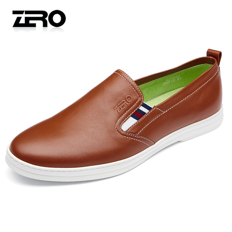 zero零度休闲皮鞋秋季套脚懒人鞋一脚蹬轻便舒适男士头层牛皮皮鞋