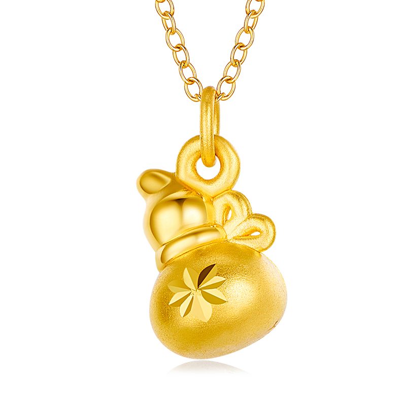 zhaoliang兆亮珠宝福禄黄金吊坠女款足金999纯金项链女款葫芦吊坠3d硬