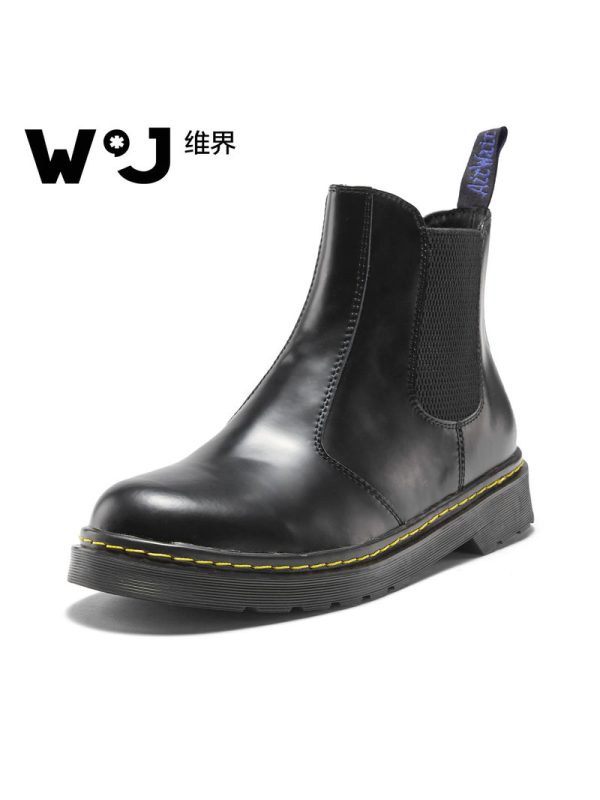 维界短靴男潮流秋季新款厚底时尚马丁靴子英伦复古个性切尔西靴男