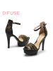 D：Fuse/迪芙斯夏新品羊皮铆钉水钻超高跟女凉鞋DF52113021
