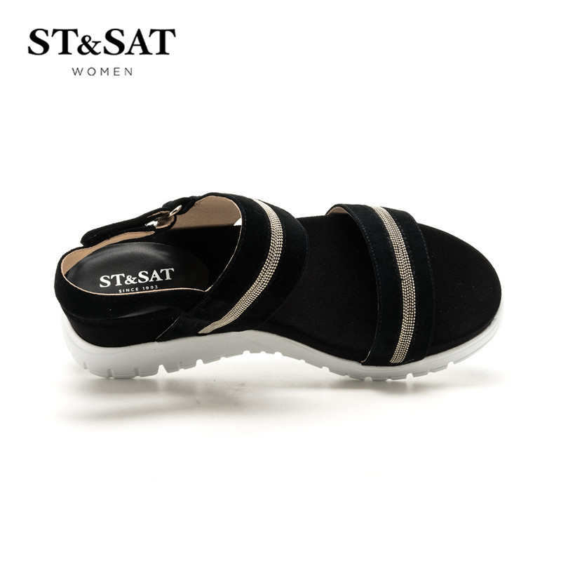 St&Sat/星期六羊反绒露趾一字带女凉鞋SS72115593