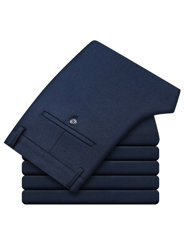 英伦商务绅士修身小直筒长裤斜纹高腰男士弹力休闲裤男春秋常规款