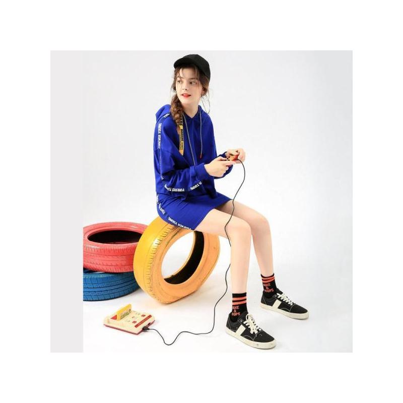拉夏贝尔Puella秋装气质连帽卫衣短裙包臀裙学生少女运动休闲女式套装20010969