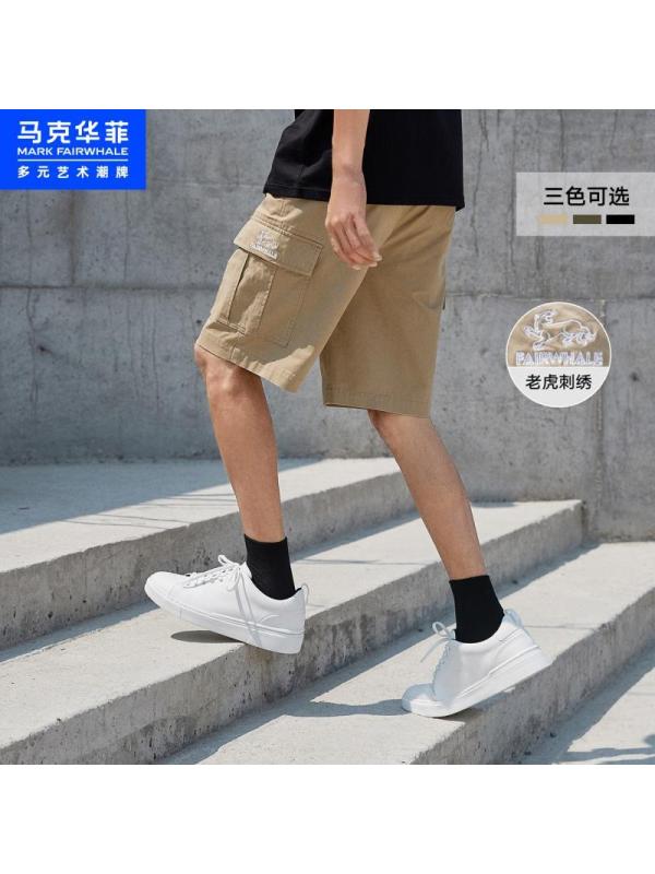马克华菲工装裤男运动休闲短裤男潮牌五分裤裤子男宽松韩版潮