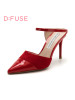 D：Fuse/迪芙斯尖头细跟职业休闲漆皮女拖鞋DF82110233