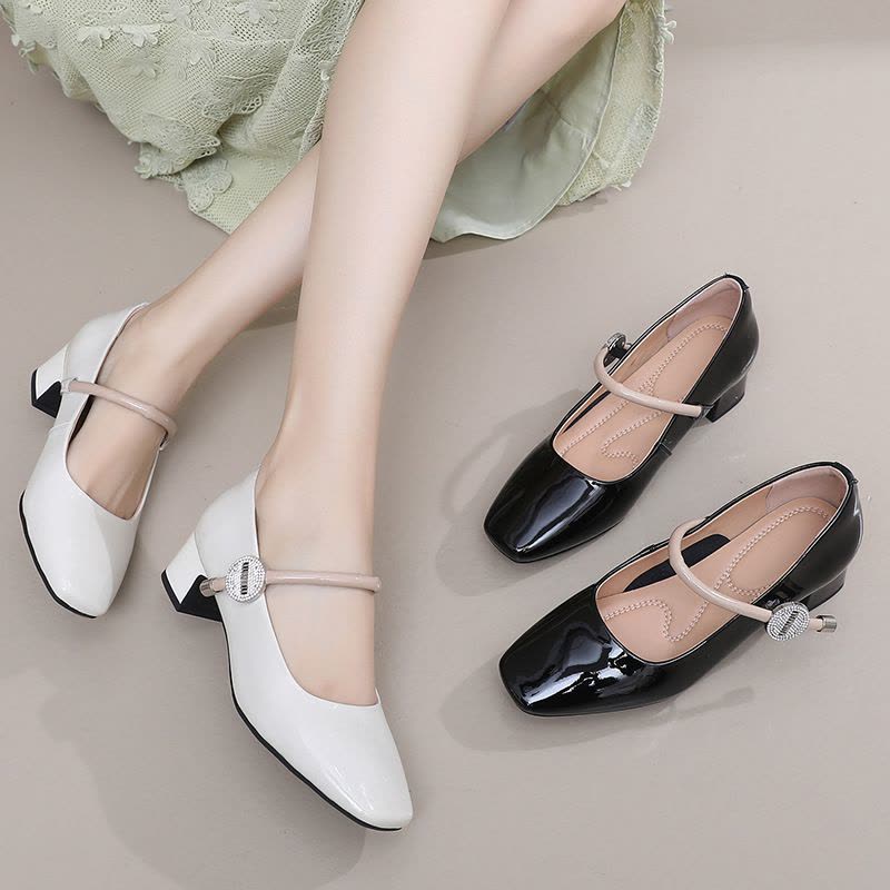 2025春秋季气质中跟真皮单鞋31小码时尚女鞋舒适感不累脚职业女鞋图片