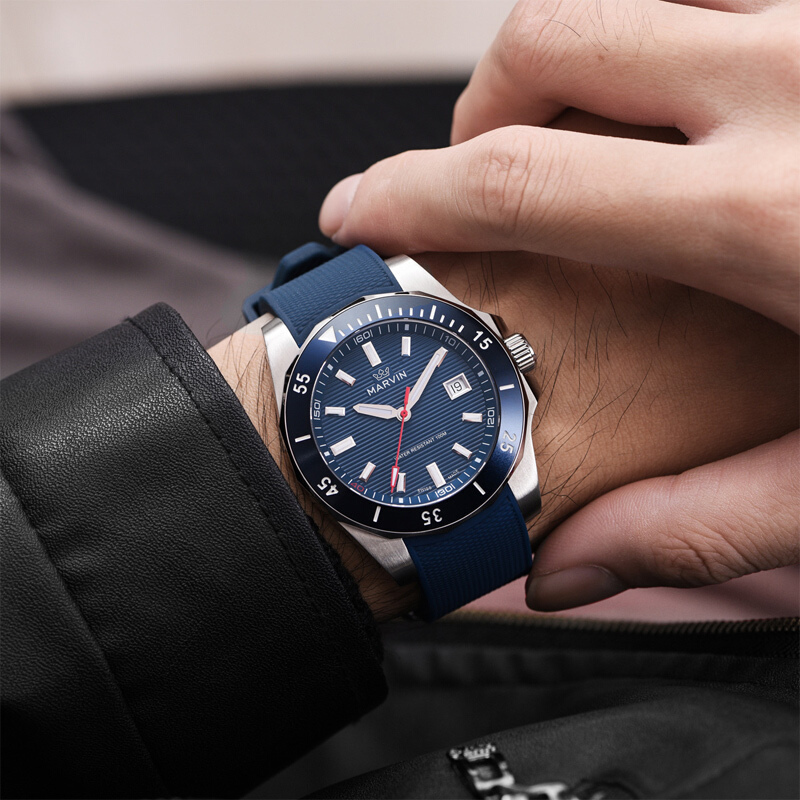 摩纹(marvin)瑞士手表莫尔顿探潜者系列水鬼运动潜水自动机械男士手表