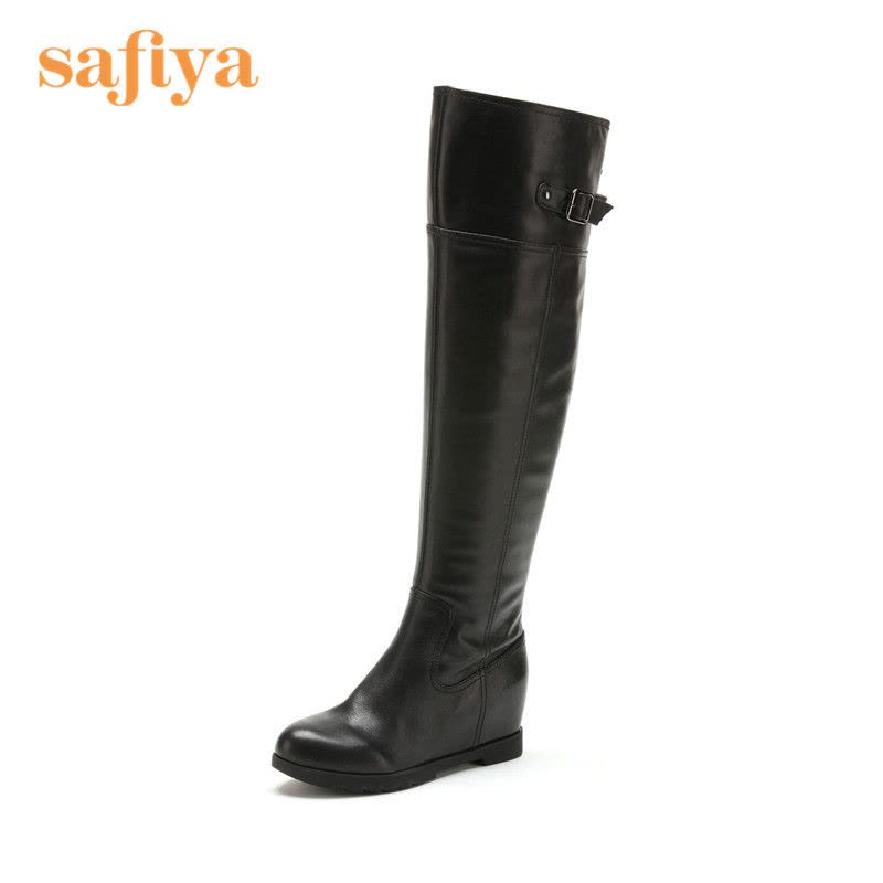 索菲娅Safiya牛皮圆头低跟拉链纯色深口女鞋SF44111902图片