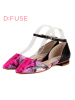 D：Fuse/迪芙斯蛇纹羊皮尖头中空拼接低跟舒适女鞋DF61113013