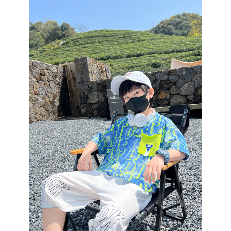 男童夏装套装2025新款洋气大童夏天儿童酷帅夏季休闲短袖两件套潮