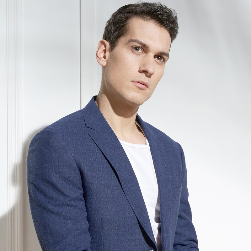 依文男装男士休闲西服外套青年单排两粒扣ea570351