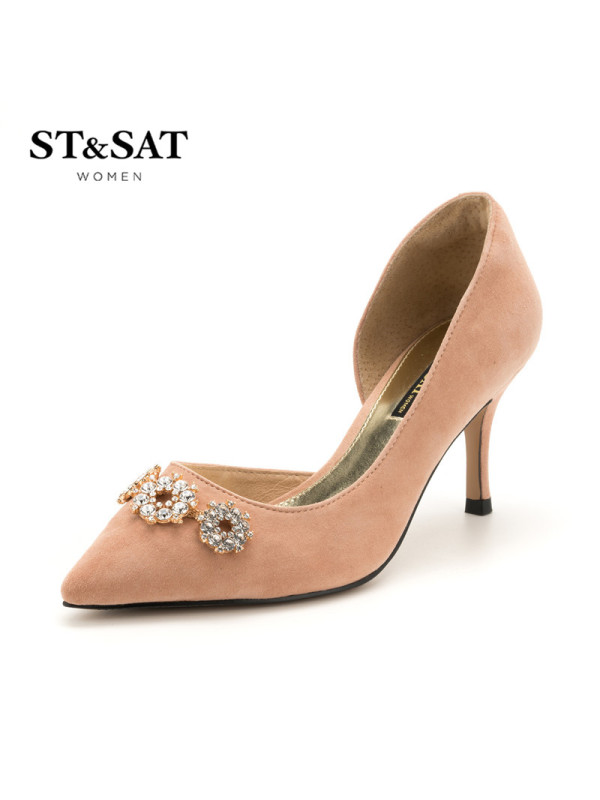 ST&SAT/星期六尖头浅口细跟侧空女高跟单鞋SS81114157