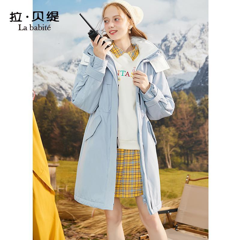 【专柜同款】拉贝缇工装棉服女中长款2019冬季新款连帽韩版宽松棉衣外套潮ins60009219