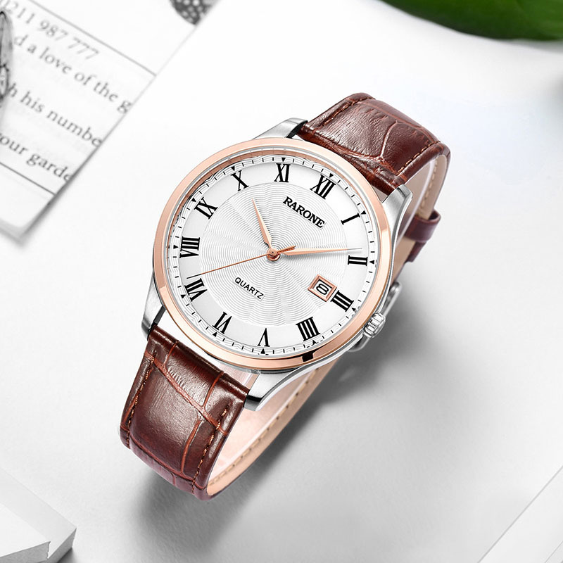 雷诺rarone休闲风商务经典罗马刻度复古风石英情侣男表8600209