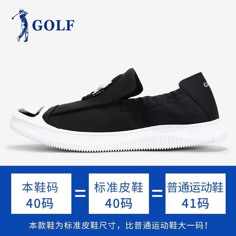 GOLF男鞋春季新款乐福鞋男潮透气一脚蹬休闲皮鞋真皮百搭刺绣鞋子