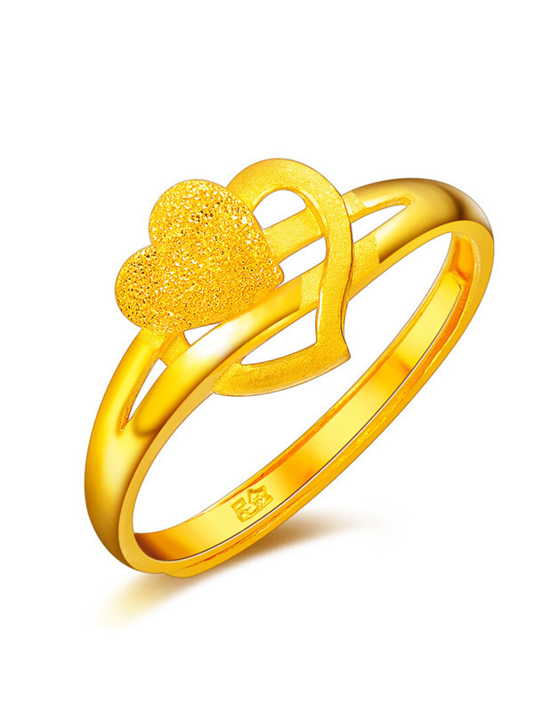 兆亮zhao liang 黄金戒指女士款 足金999纯金活口戒指 心心相印 结婚