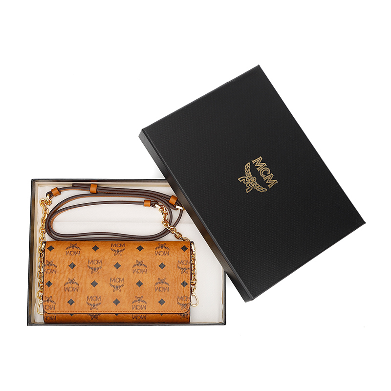 mcm奢侈品女士干邑色人造革单肩斜挎包手拿包钱包mxebavi03co001