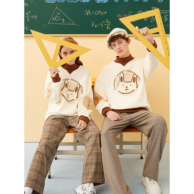 LILBUNNY兔子情侣装卫衣冬装韩版宽松打底衫潮保暖加绒冬季上衣男【尺码偏大 建议拍小一码】