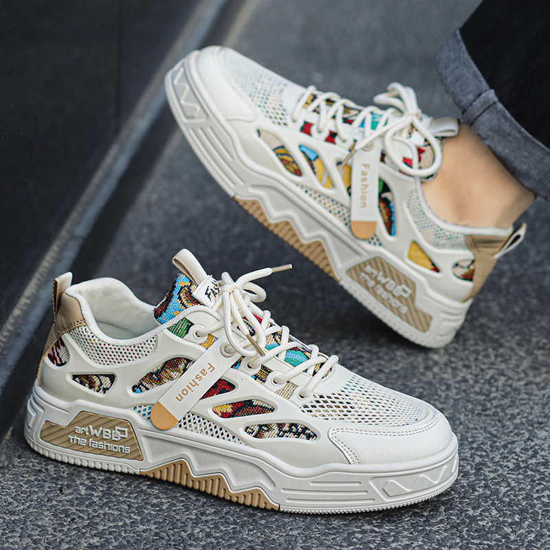 男鞋夏季新款网面小众设计百搭男士板鞋潮牌运动休闲小白潮鞋