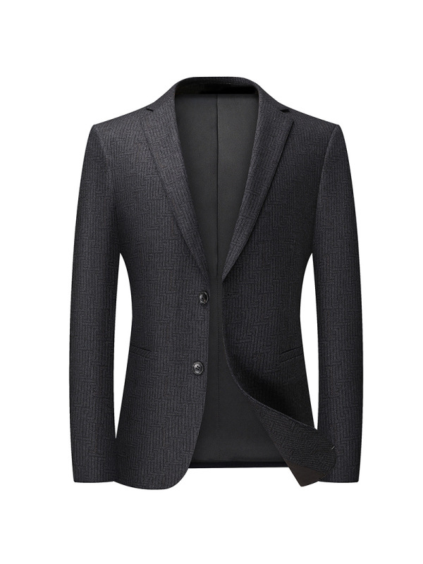 年秋季厚款提花弹力免烫修身西装男士百搭休闲便西男