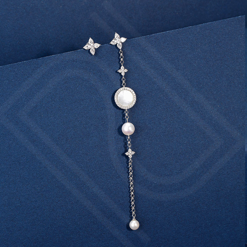 自营 新品 apm monaco 沈梦辰明星同款贝母淡水珍珠设计感耳环女长款