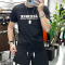 夏季新款短袖T恤男士上衣字母抖音潮流时尚圆领半袖衫修身丝光棉