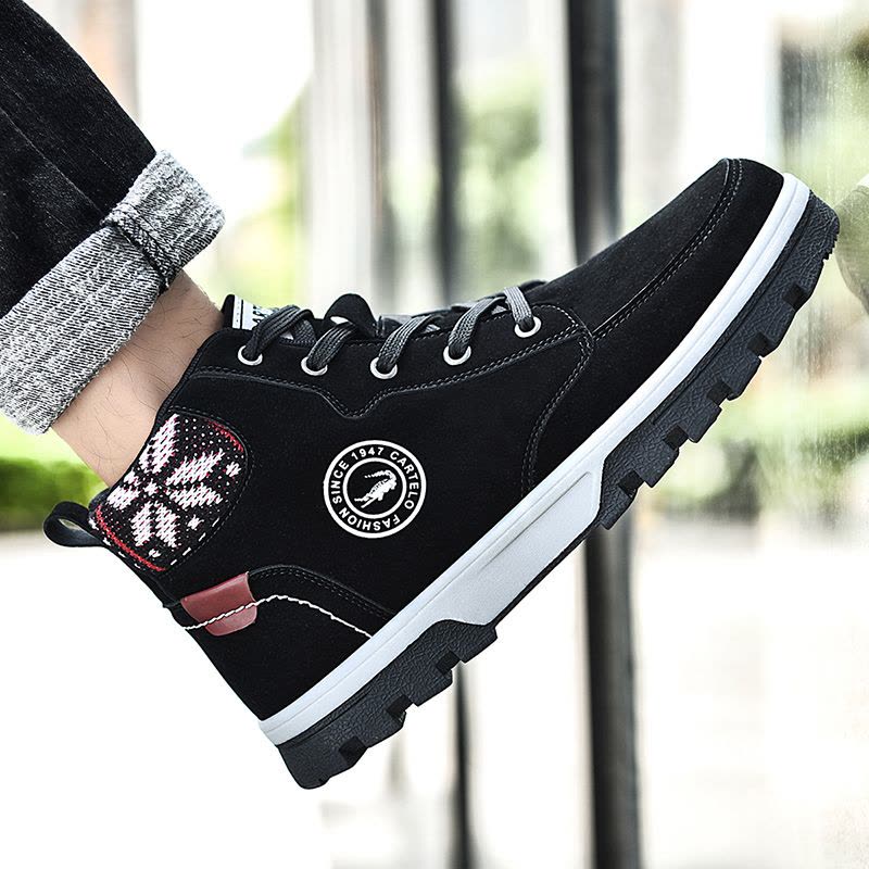 卡帝乐鳄鱼男靴 复古休闲鞋男士户外工装短靴保暖耐磨防滑中高帮靴子男图片