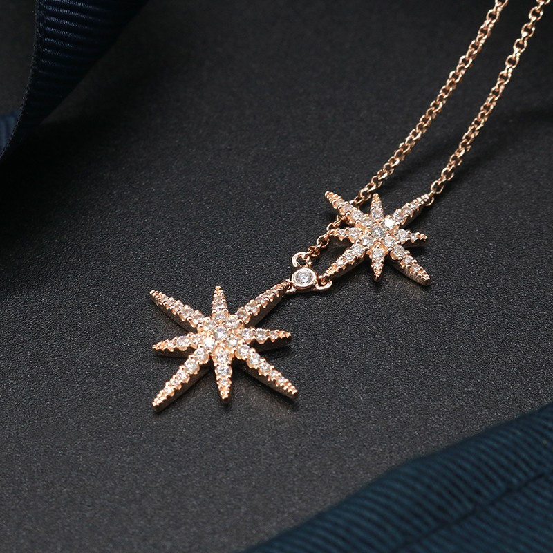 apmmonaco玫瑰金色925银双流星项链女送恋人rc3351ox