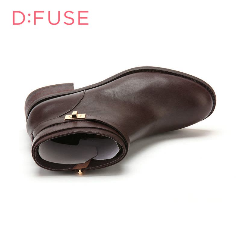 迪芙斯D:FUSE牛皮圆头中跟拉链皮带装饰深口女鞋DF44115016图片