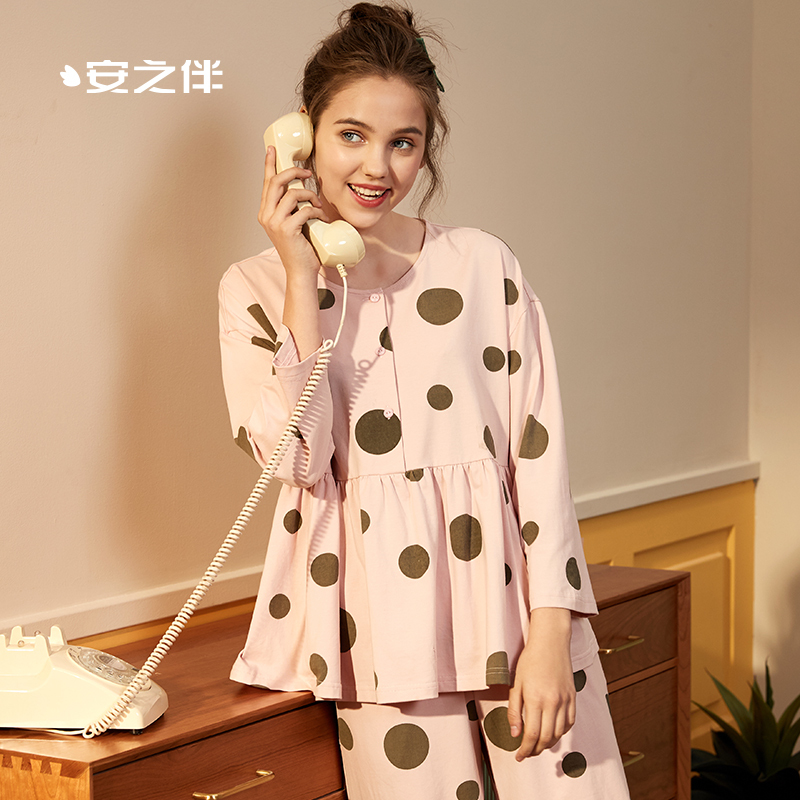 安之伴睡衣春秋纯棉长袖甜美休闲睡衣娃娃款女士家居服套装
