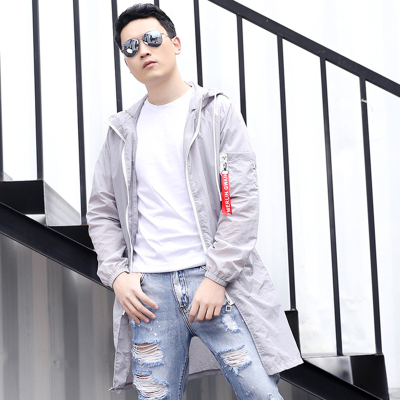 男士夏季新款防晒衣服中长款宽松外套潮流学生薄款速干防晒服披风FSY-6468
