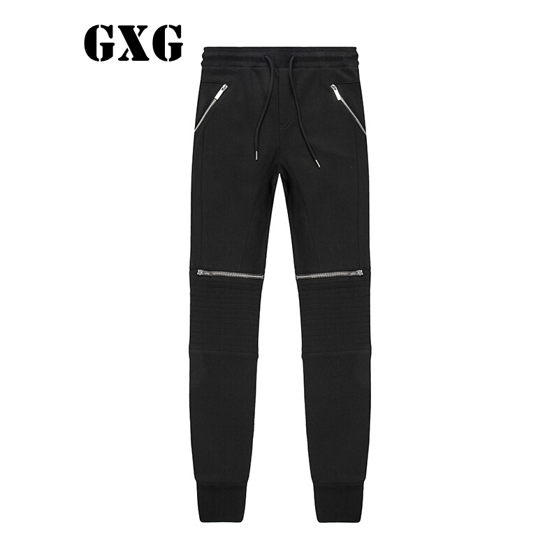 GXG休闲裤男装 春季男士新品都市时尚男士黑色斯文长裤